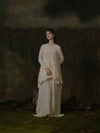 Mutedance 25 Autumn/Winter Flower Dye Silk Round Neck Layered Long Sleeve Dress MD-MD25FW84-nude